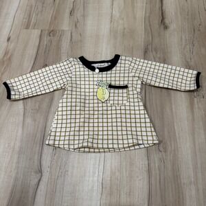 Lil' Lemons Baby Girl Plaid 12-18M Pocket Long Sleeve‎ Yellow Black